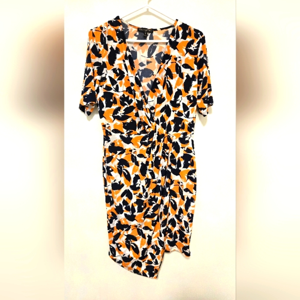 Banana Republic Print Side Knot Faux Wrap Dress